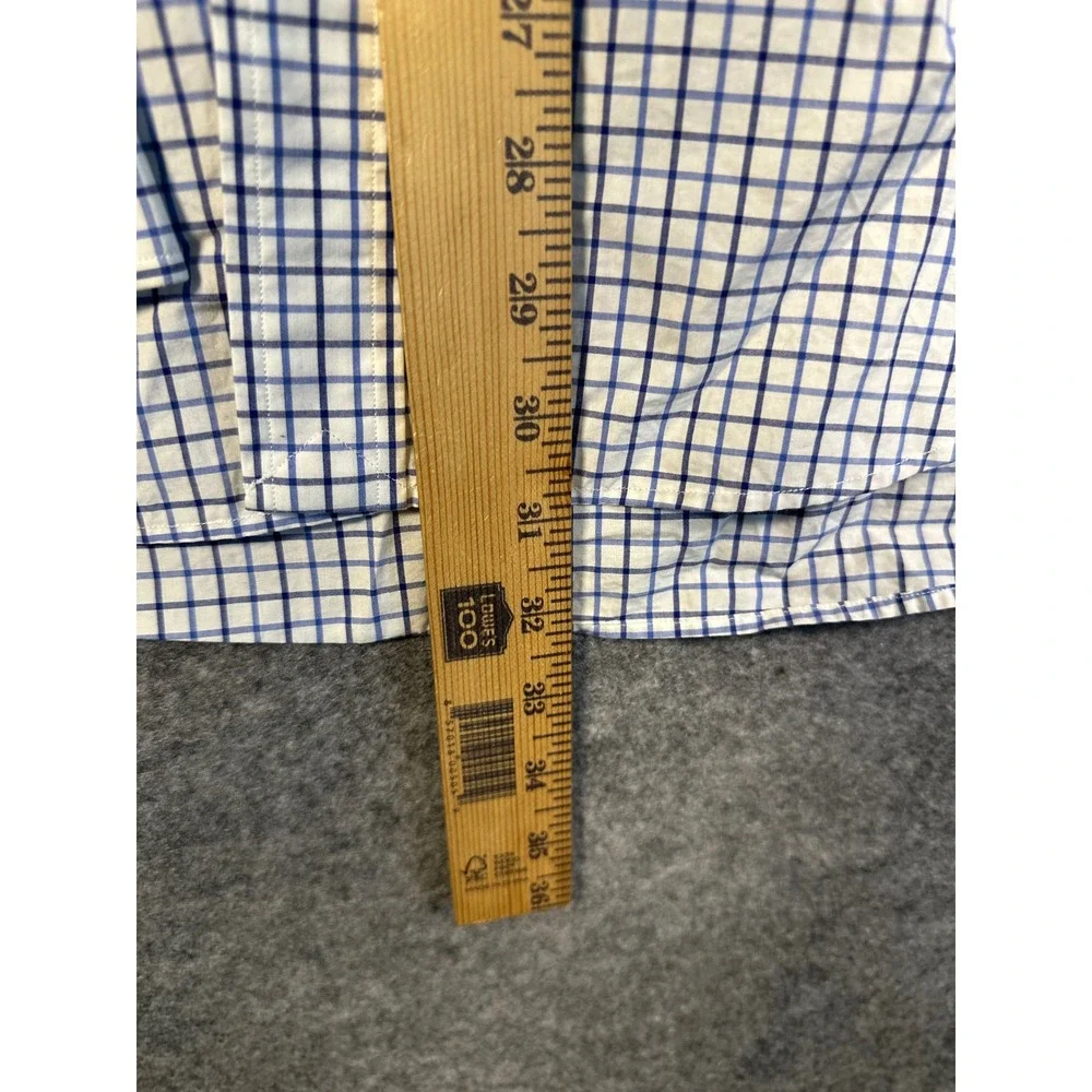 Polo Ralph Lauren Mens Large Blue White Grid Check Button Down Shirt Long Sleeve
